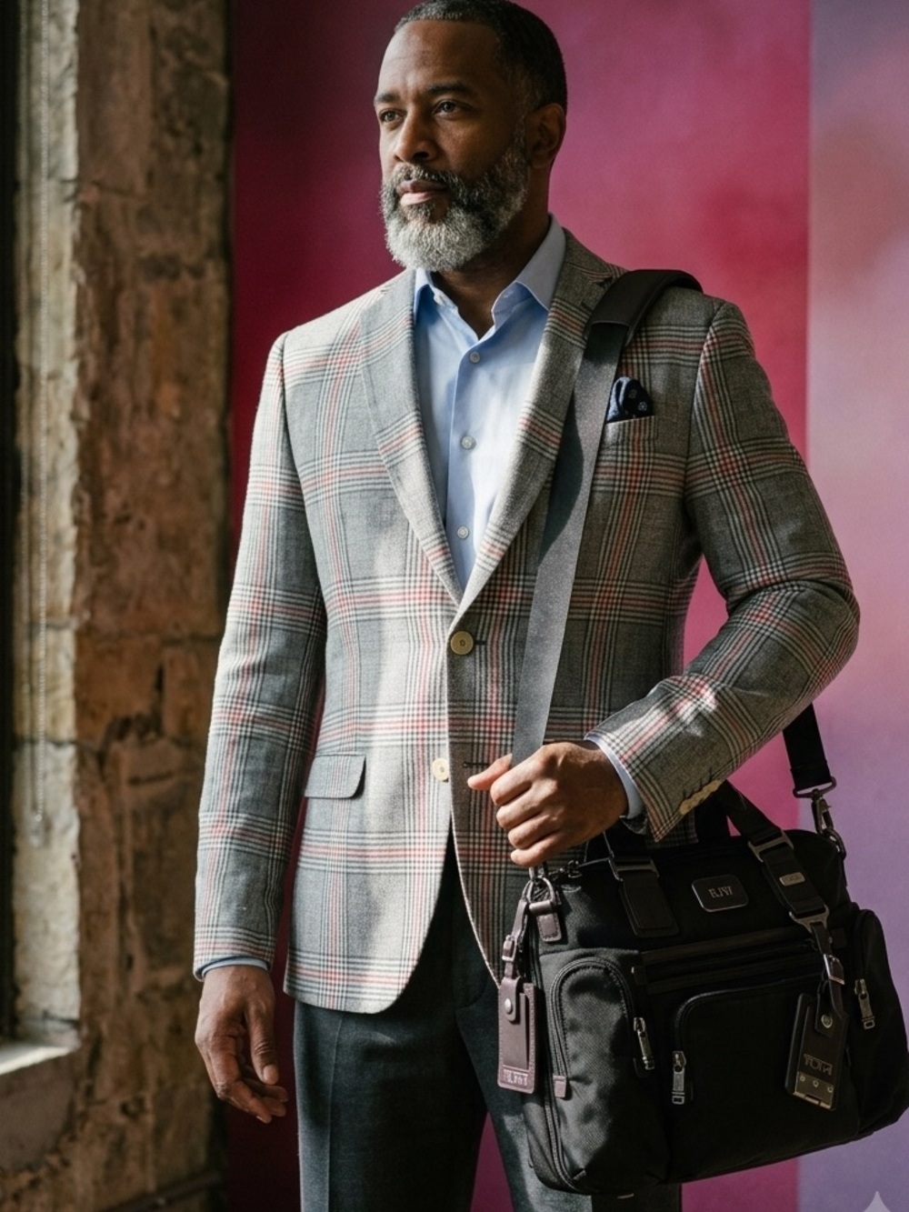 TUMI Black/Brown Nylon and Leather Alpha Bravo Brooks Slim Briefcase - Picture 12 of 16